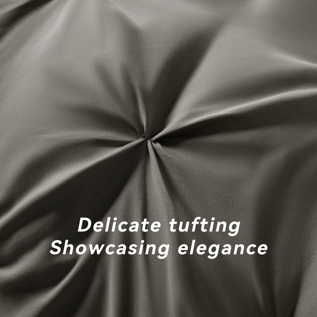 SONORO KATE Queen Comforter Set, 7 Pieces Bedding Sets for All Season, Bed in a Bag with Pleated Comforter - Flat Sheet & Fitted Sheet - Pillowcases & Shams, Gray