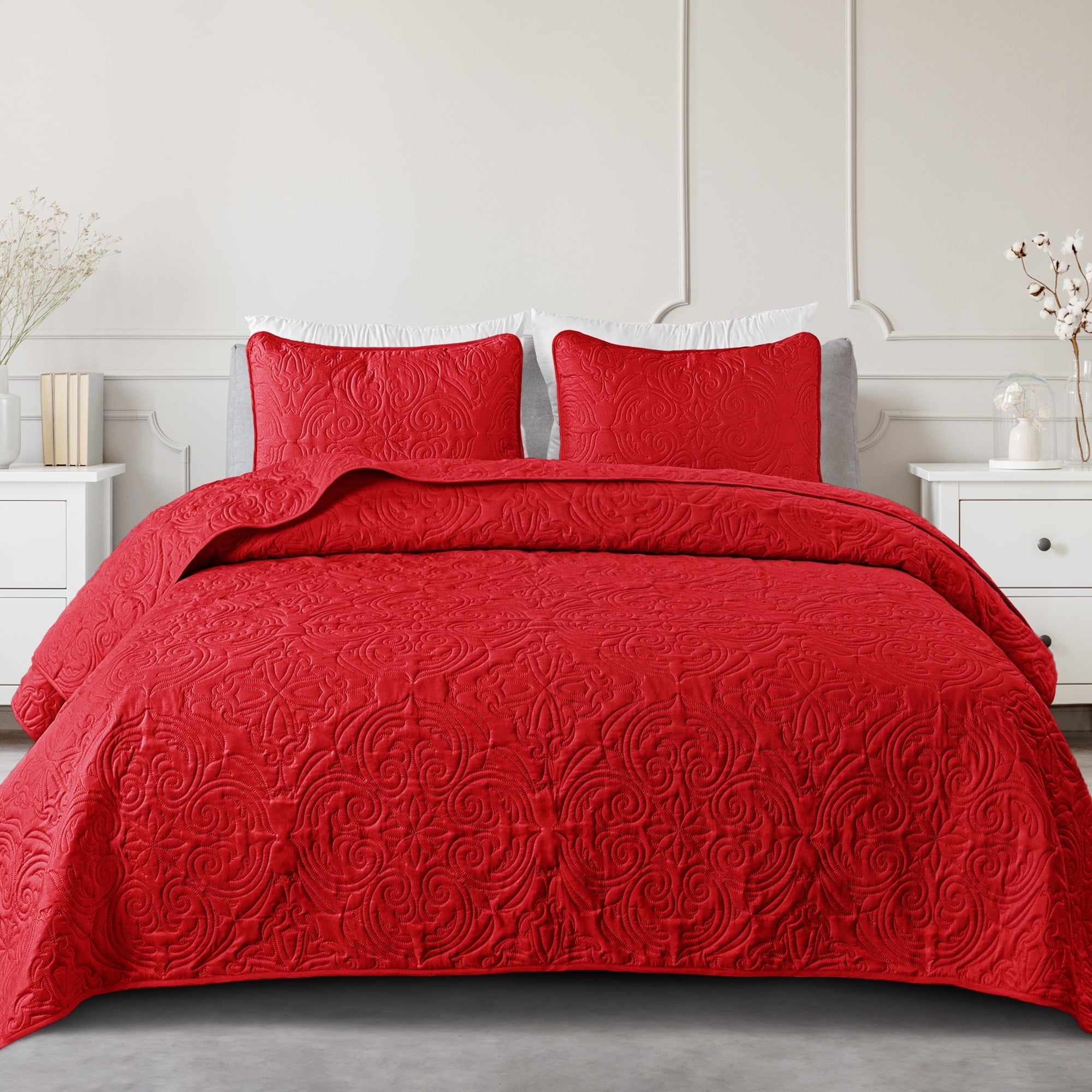 Exclusivo Mezcla Queen Quilt Bedding Set, Lightweight Vintage Queen Size Quilts with Pillow Shams, Soft Bedspreads Coverlets for All Seasons (96"x90", Brich Beige)