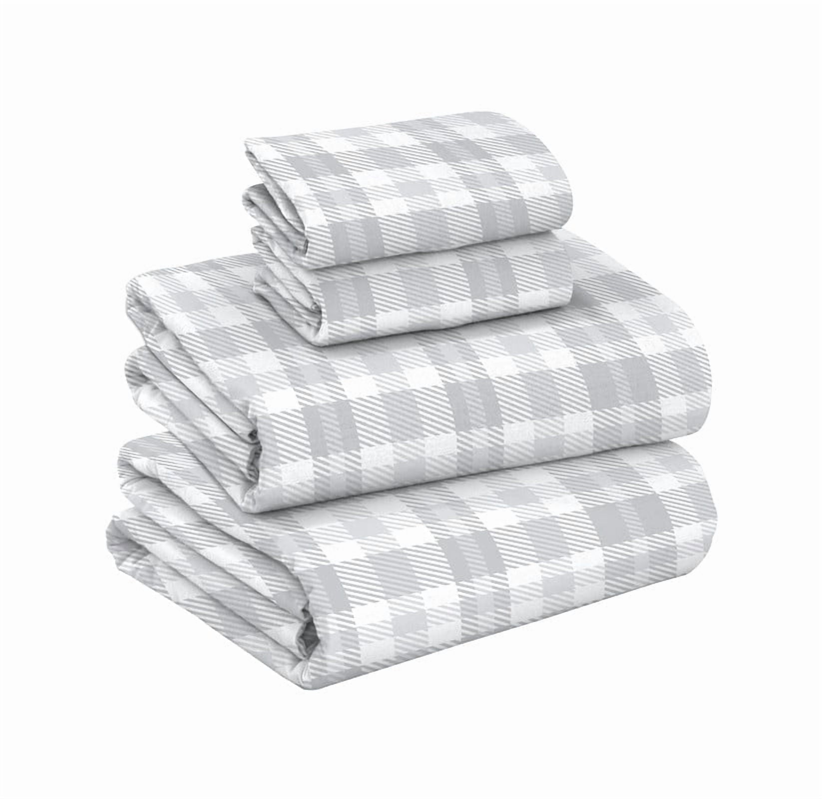 RUVANTI Flannel Sheets Queen Size - 100% Cotton Double Brushed Bed Sheets, Deep Pockets 16 Inches Queen Sheet Set, All Seasons Breathable & Extra Soft - Warm & Cozy, 4 Piece, Red Plaid
