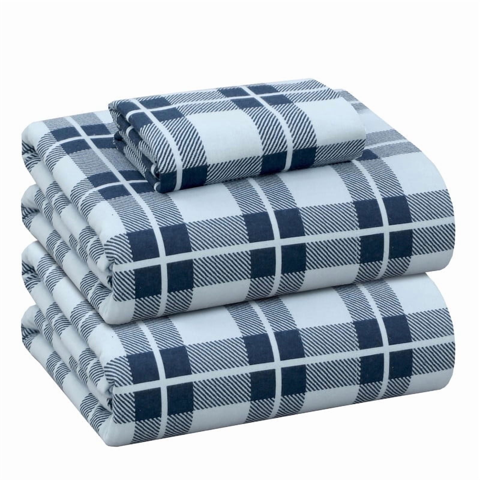 RUVANTI Flannel Sheets Queen Size - 100% Cotton Double Brushed Bed Sheets, Deep Pockets 16 Inches Queen Sheet Set, All Seasons Breathable & Extra Soft - Warm & Cozy, 4 Piece, Red Plaid