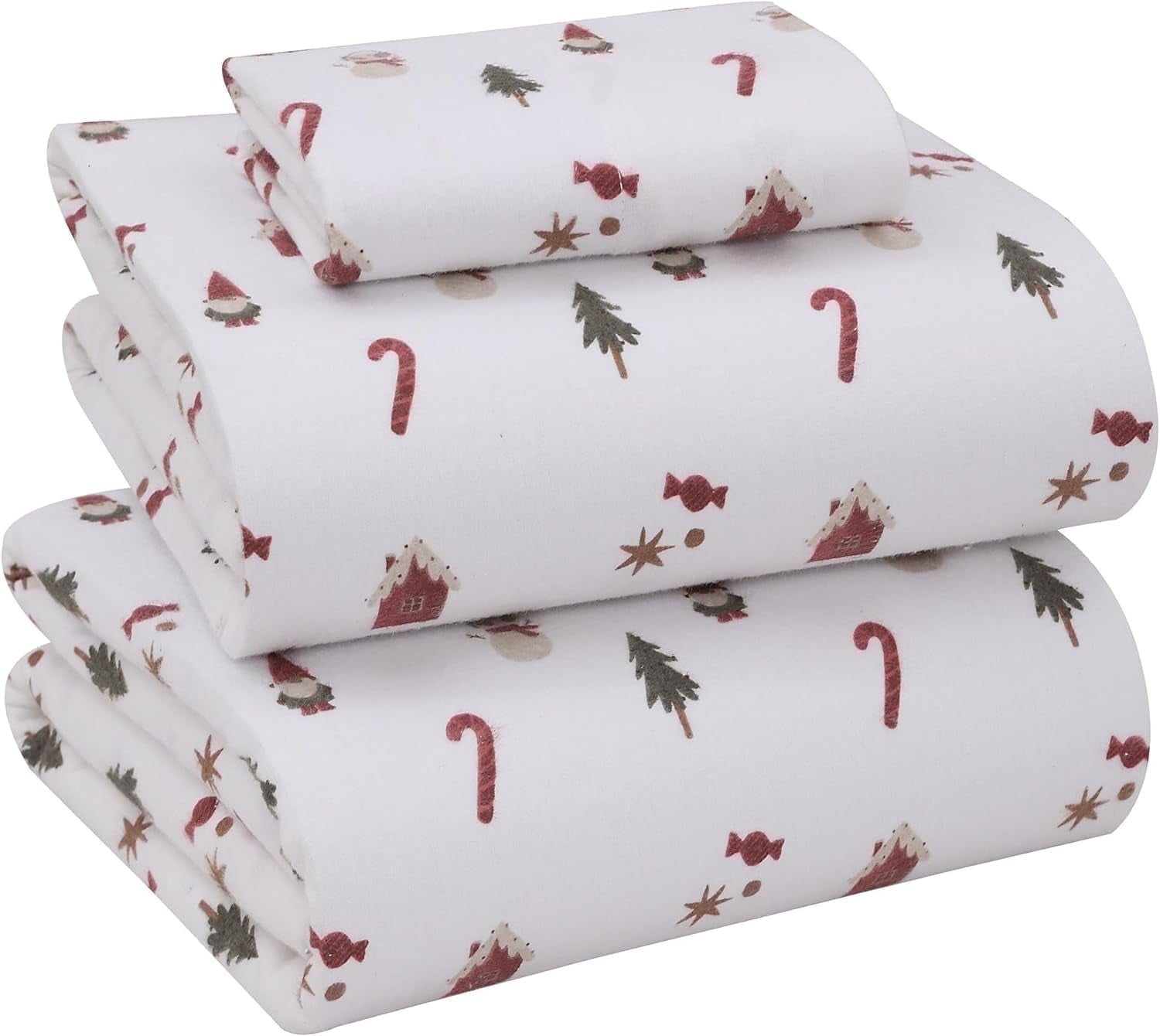 RUVANTI Flannel Sheets Queen Size - 100% Cotton Double Brushed Bed Sheets, Deep Pockets 16 Inches Queen Sheet Set, All Seasons Breathable & Extra Soft - Warm & Cozy, 4 Piece, Red Plaid